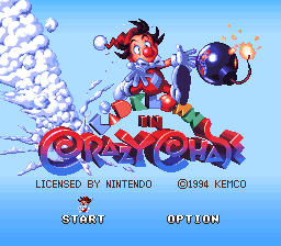 Kid Klown in Crazy Chase Title Screen